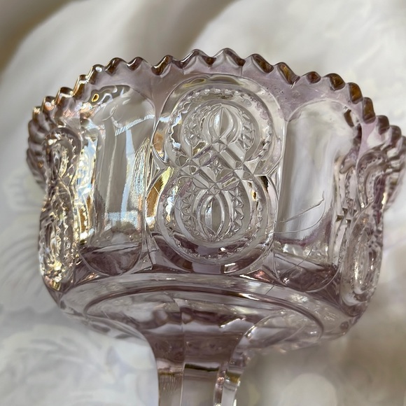 Antique EAPG Glass tinted Amethyst & Gold color footed compote - Picture 5 of 10